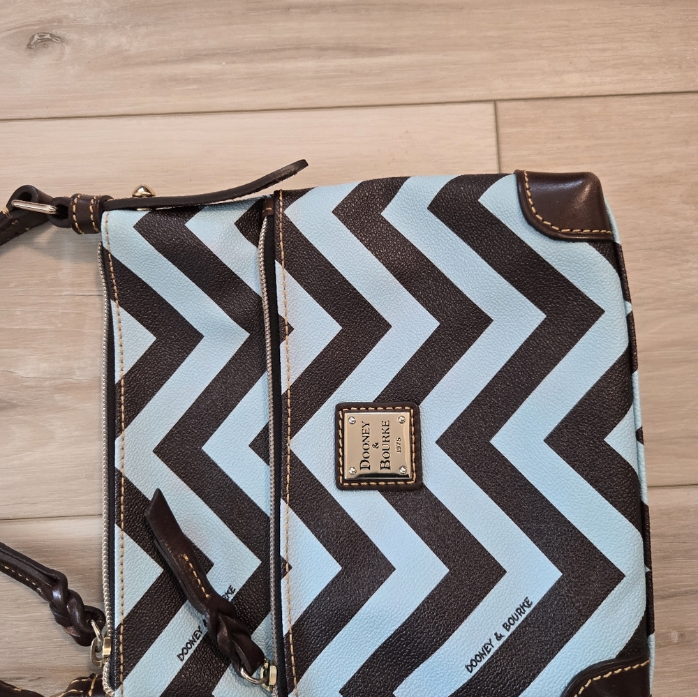 Dooney & Bourke Chevron Crossbody Bag in Blue and Brown